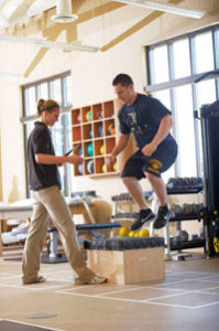 Athlete completes plyometrics exercises as part of the High Energy Advanced Training (HEAT) Program.